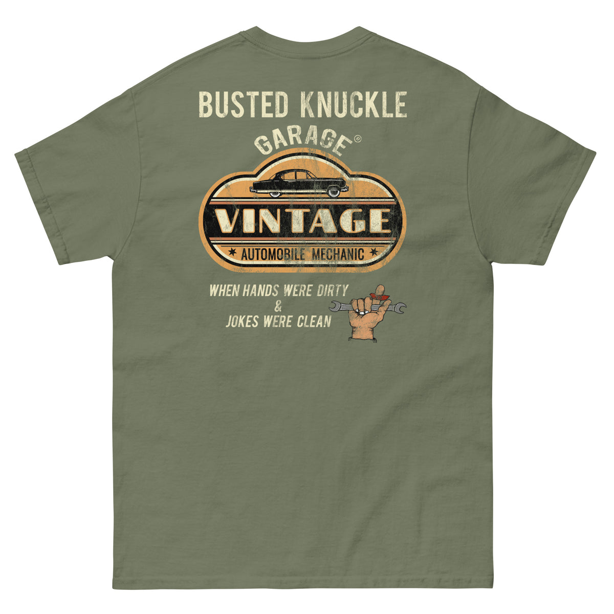 Busted Knuckle Garage Carguy Vintage Car Mechanic Two-Sided T-Shirt