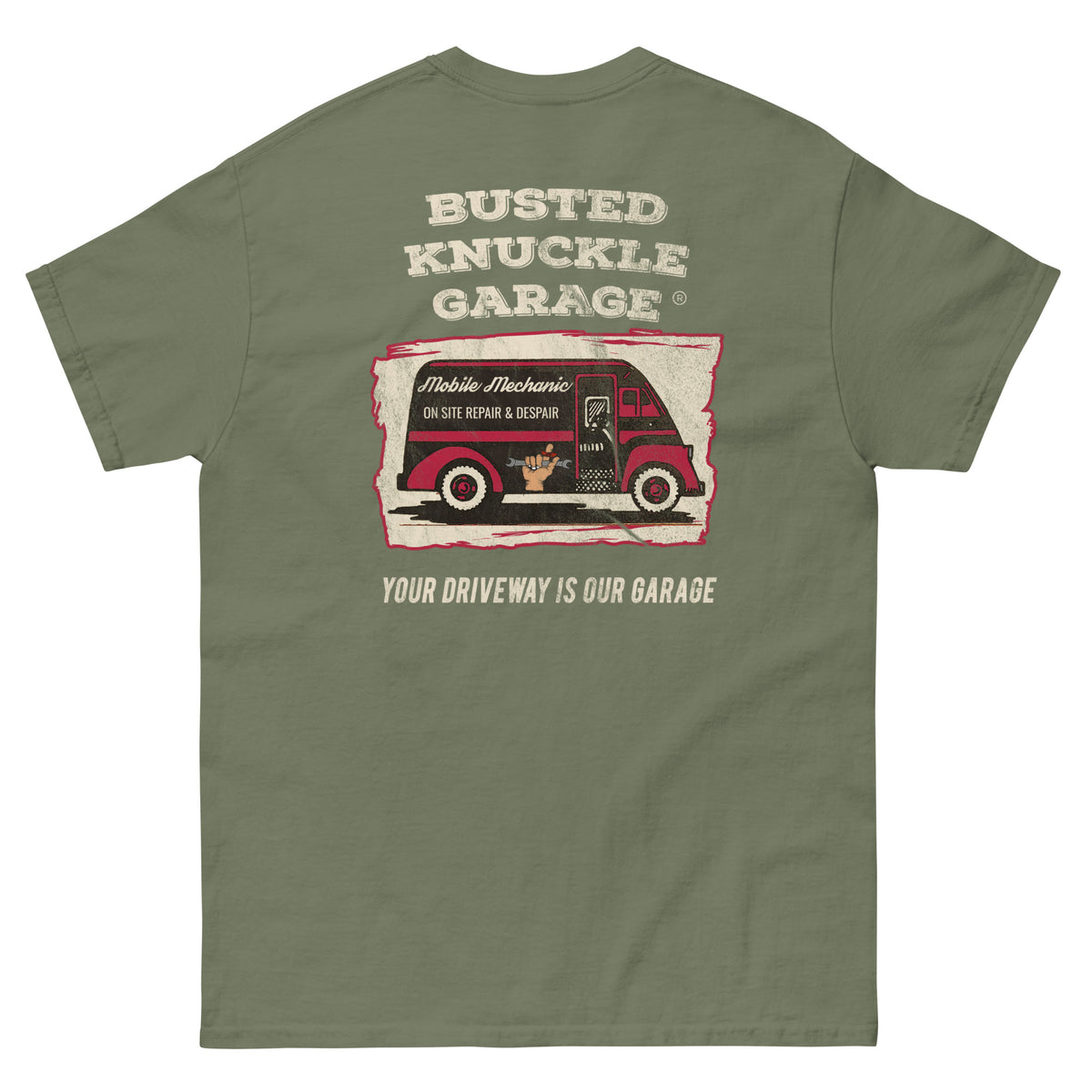 Busted Knuckle Garage Carguy Mobile Mechanic Two-Sided T-Shirt