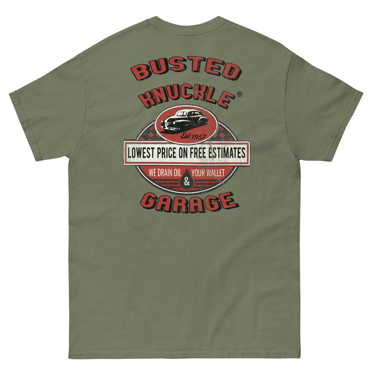 Busted Knuckle Garage Carguy Free Estimates Two-Sided T-Shirt