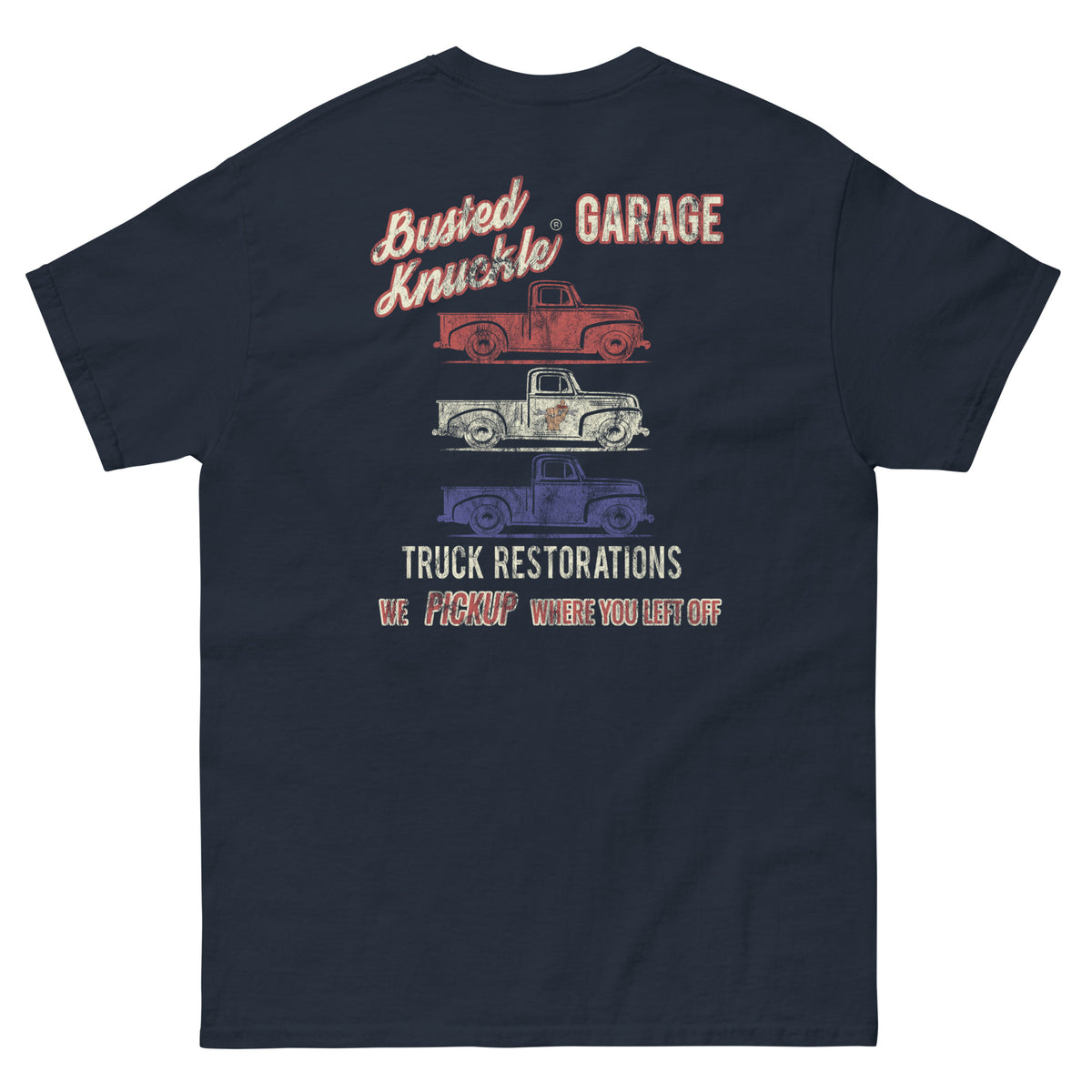 Busted Knuckle Garage Carguy Truck Restorations Two-Sided T-Shirt