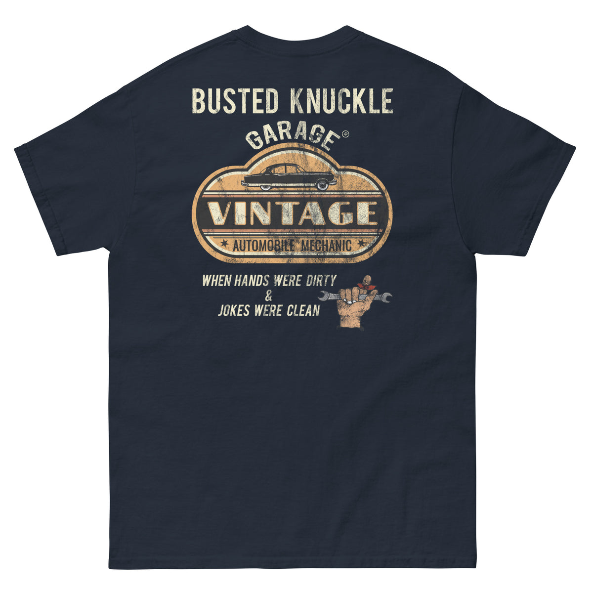 Busted Knuckle Garage Carguy Vintage Car Mechanic Two-Sided T-Shirt