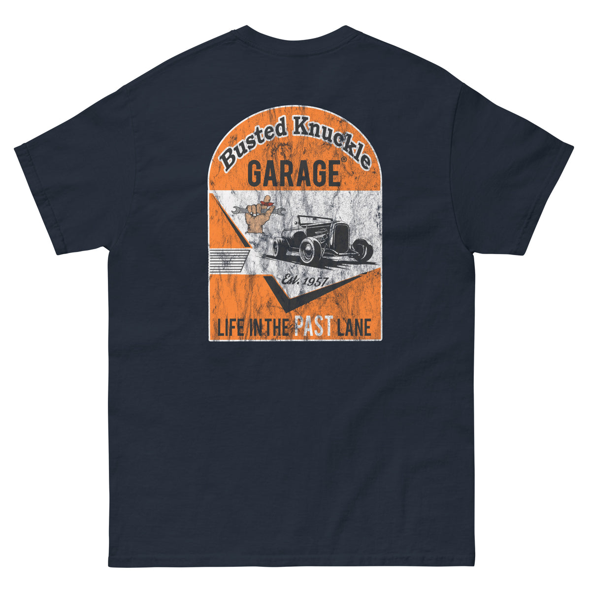 Busted Knuckle Garage Carguy Life-In-The-Past-Lane Two-Sided T-Shirt