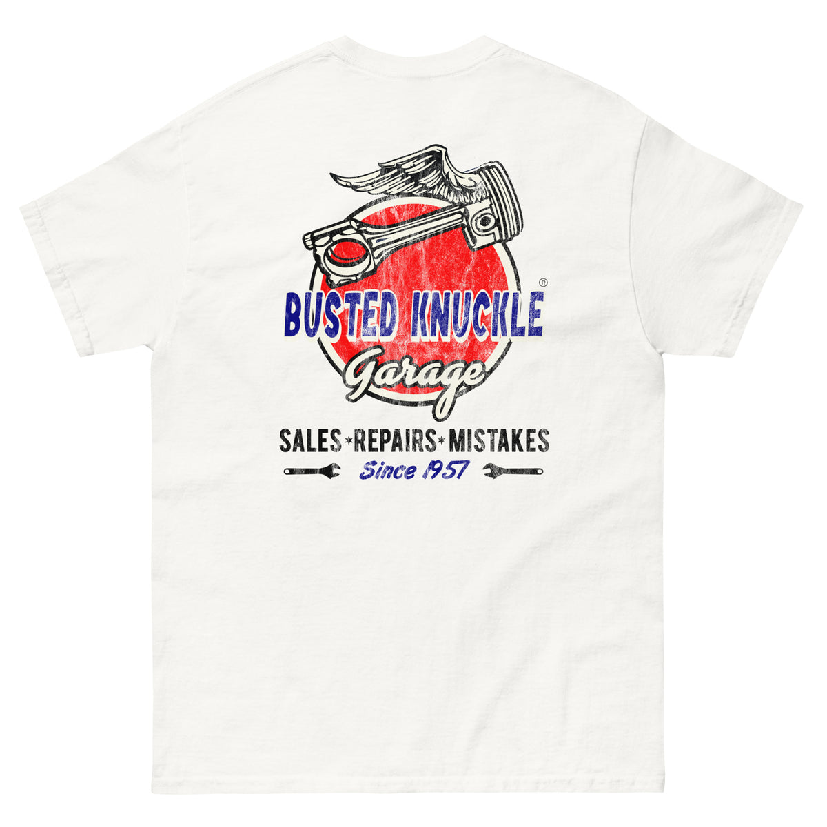 Busted Knuckle Garage Carguy Flying Piston Two-Side T-Shirt