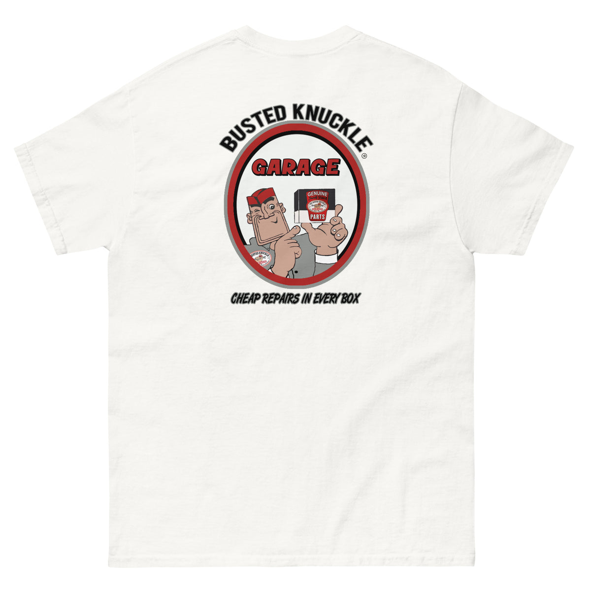 Busted Knuckle Garage Carguy Cheap Parts Two-Sided T-Shirt