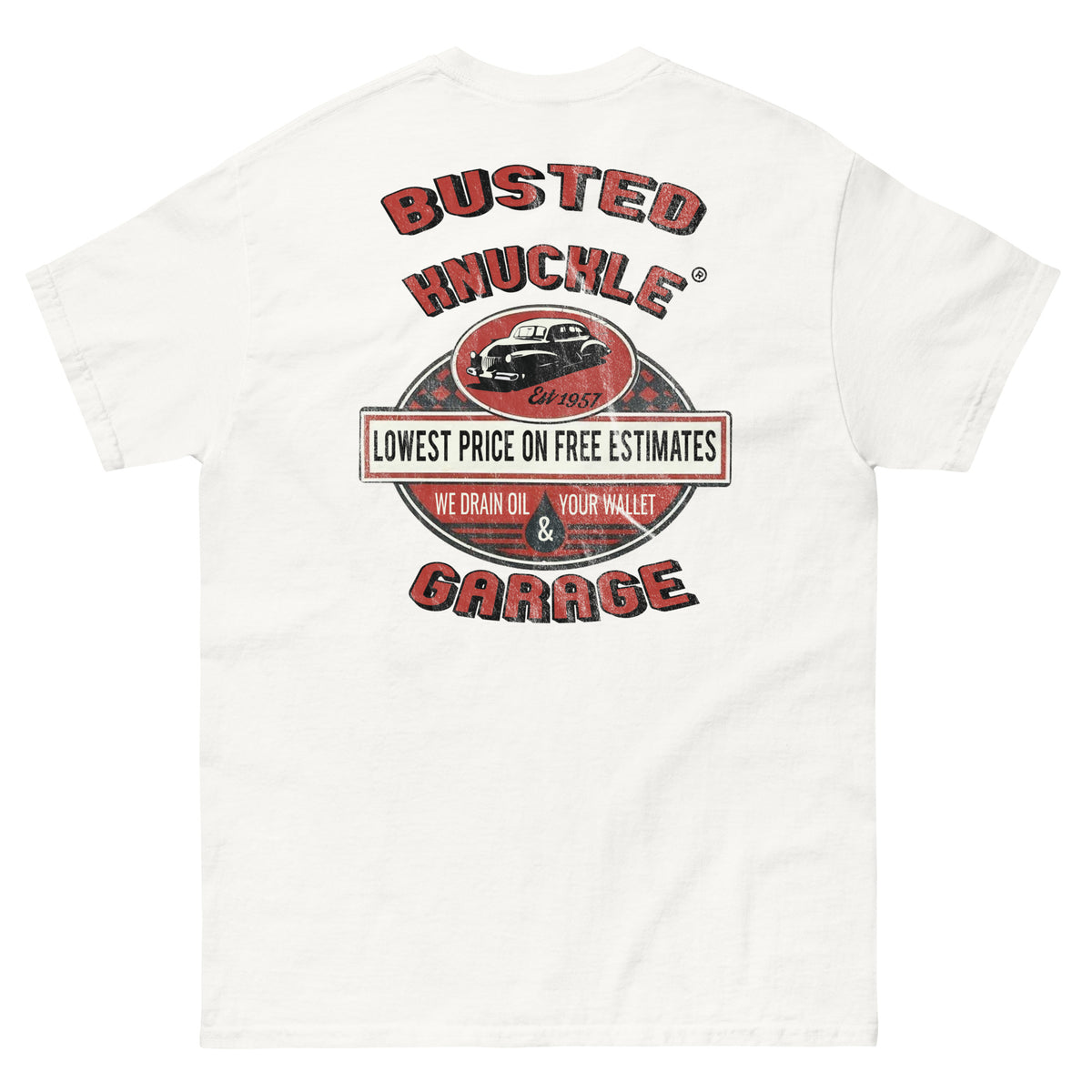 Busted Knuckle Garage Carguy Free Estimates Two-Sided T-Shirt