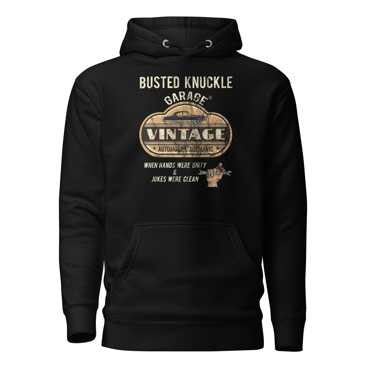 Busted Knuckle Garage Carguy Vintage Mechanic Black Hoodie