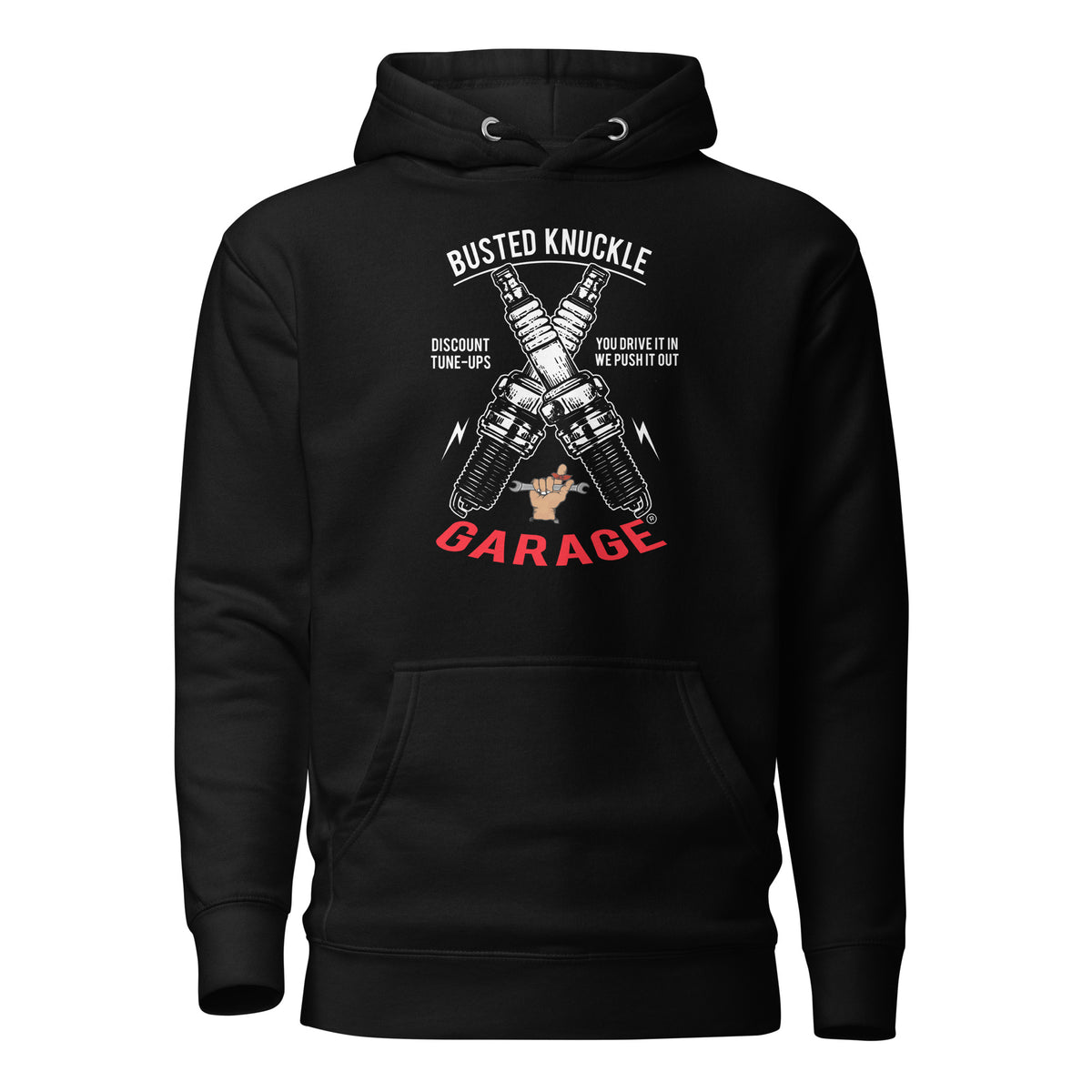 Busted Knuckle Garage Carguy Sparkplug Black Hoodie