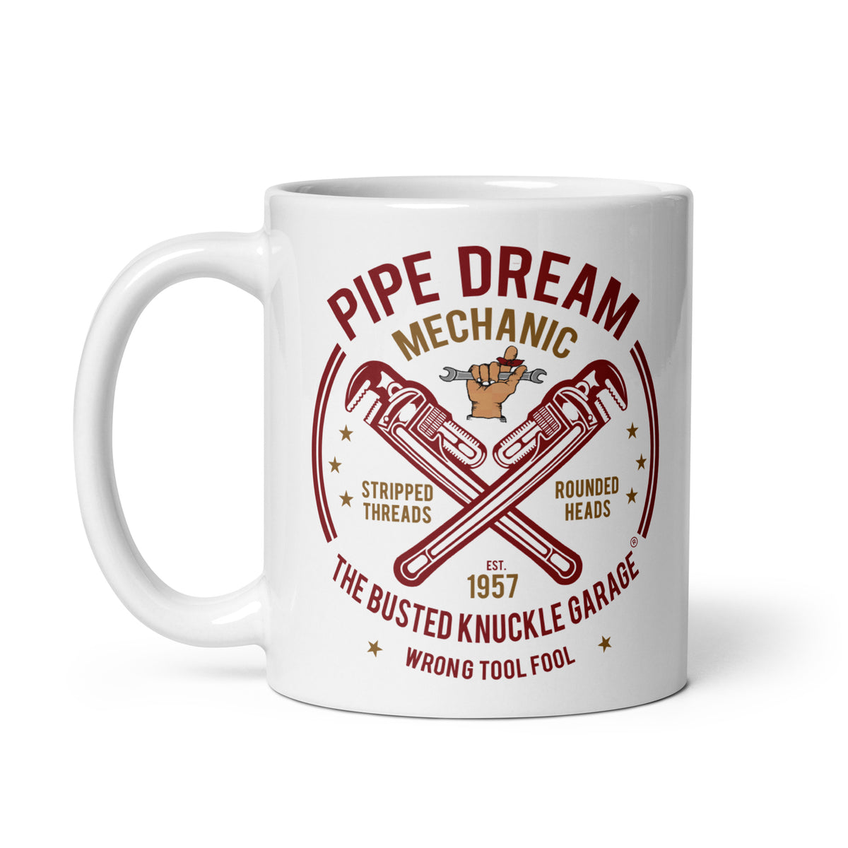 Busted Knuckle Garage Pipe Wrench Coffee Mug
