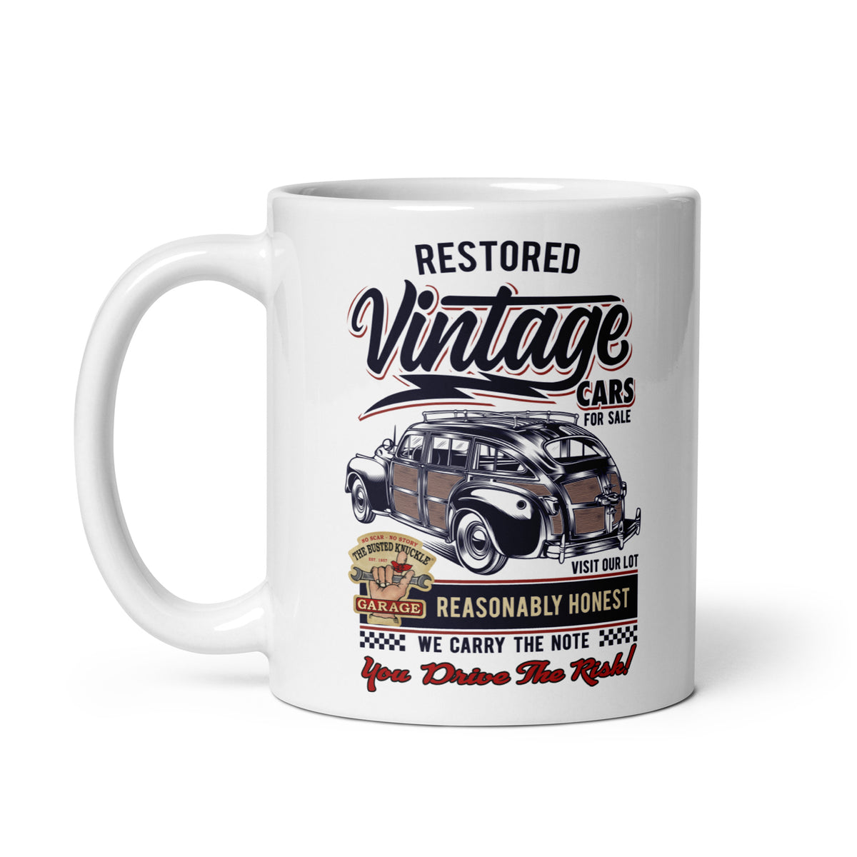 Busted Knuckle Garage Carguy Used Car Lot Coffee Mug