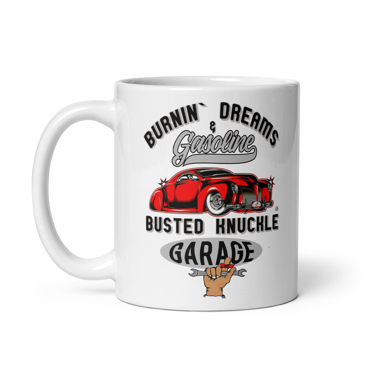 Busted Knuckle Garage Carguy Burnin&#39; Gasoline Hotrod Coffee Mug