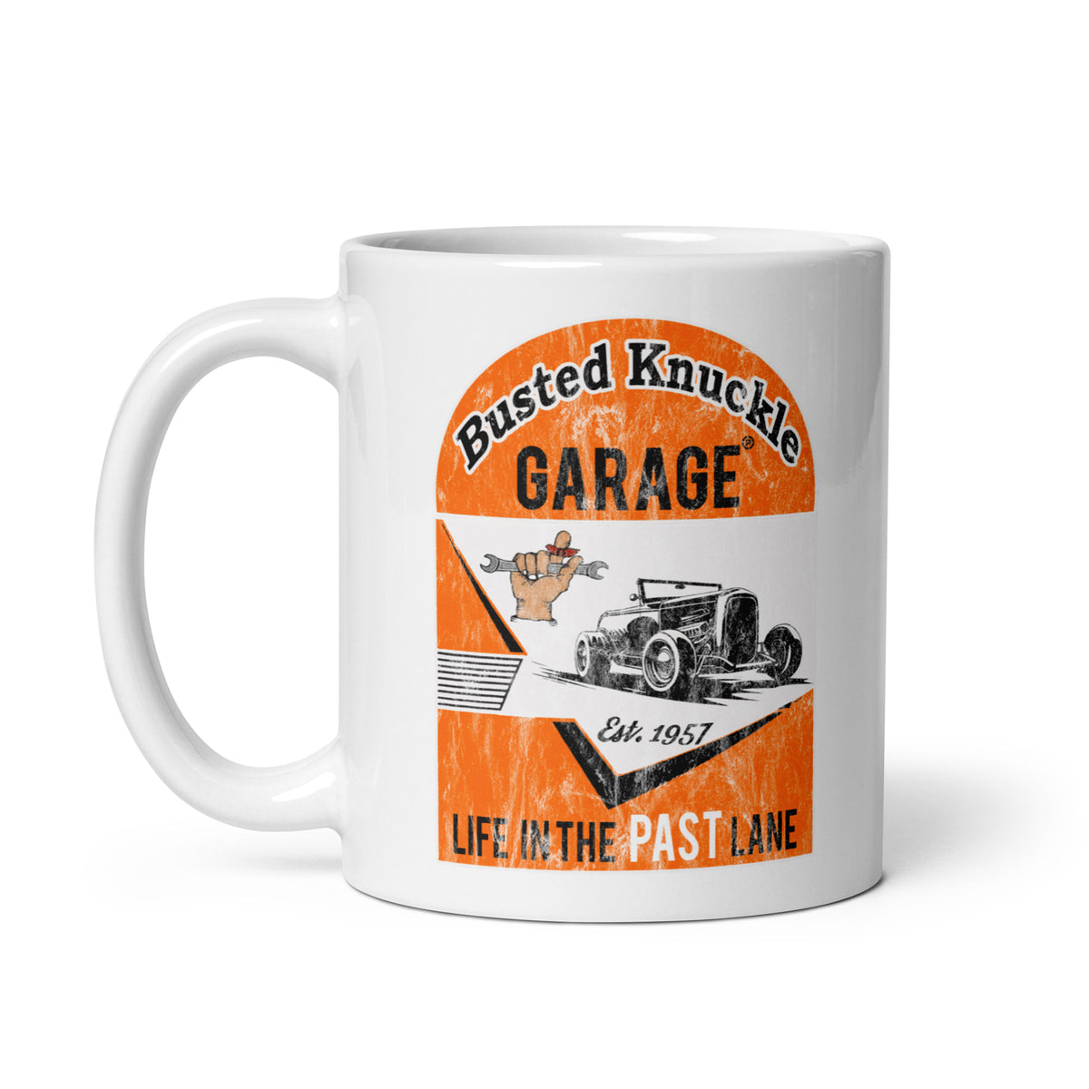 Busted Knuckle Garage Carguy Life-In-The-Past-Lane Coffee Mug Info