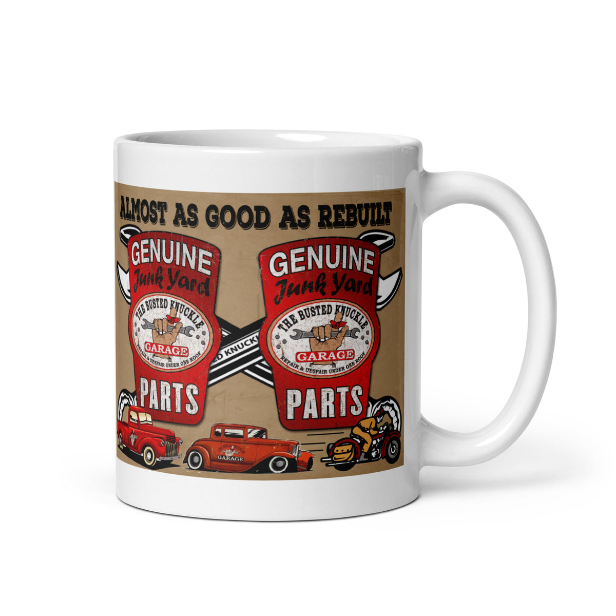 Busted Knuckle Garage Automotive Junkyard Parts Car Guy Coffee Mug