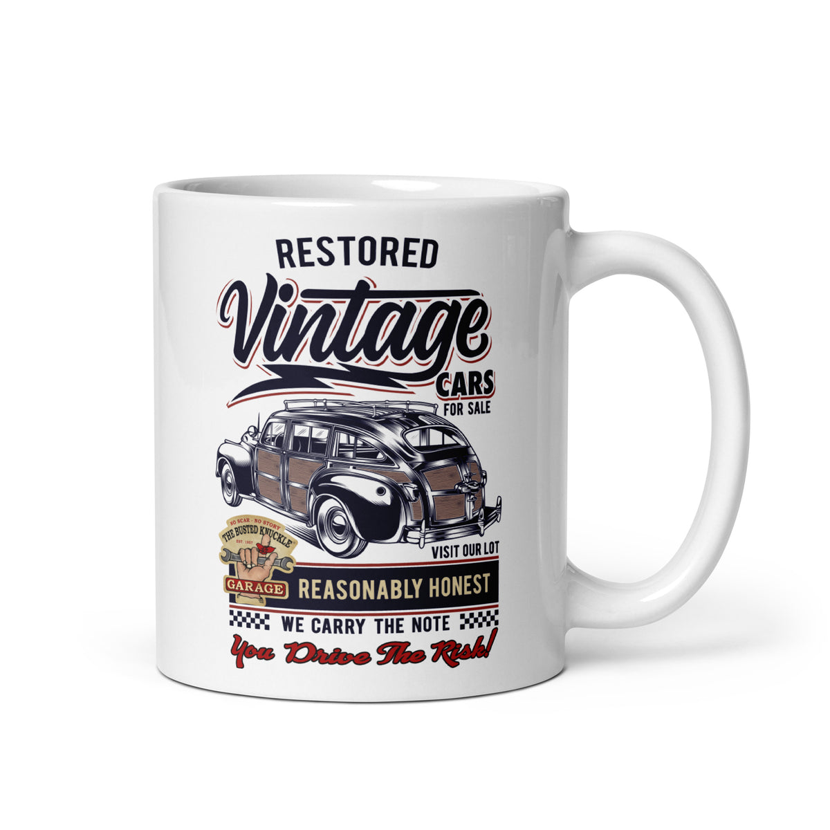 Busted Knuckle Garage Carguy Used Car Lot Coffee Mug