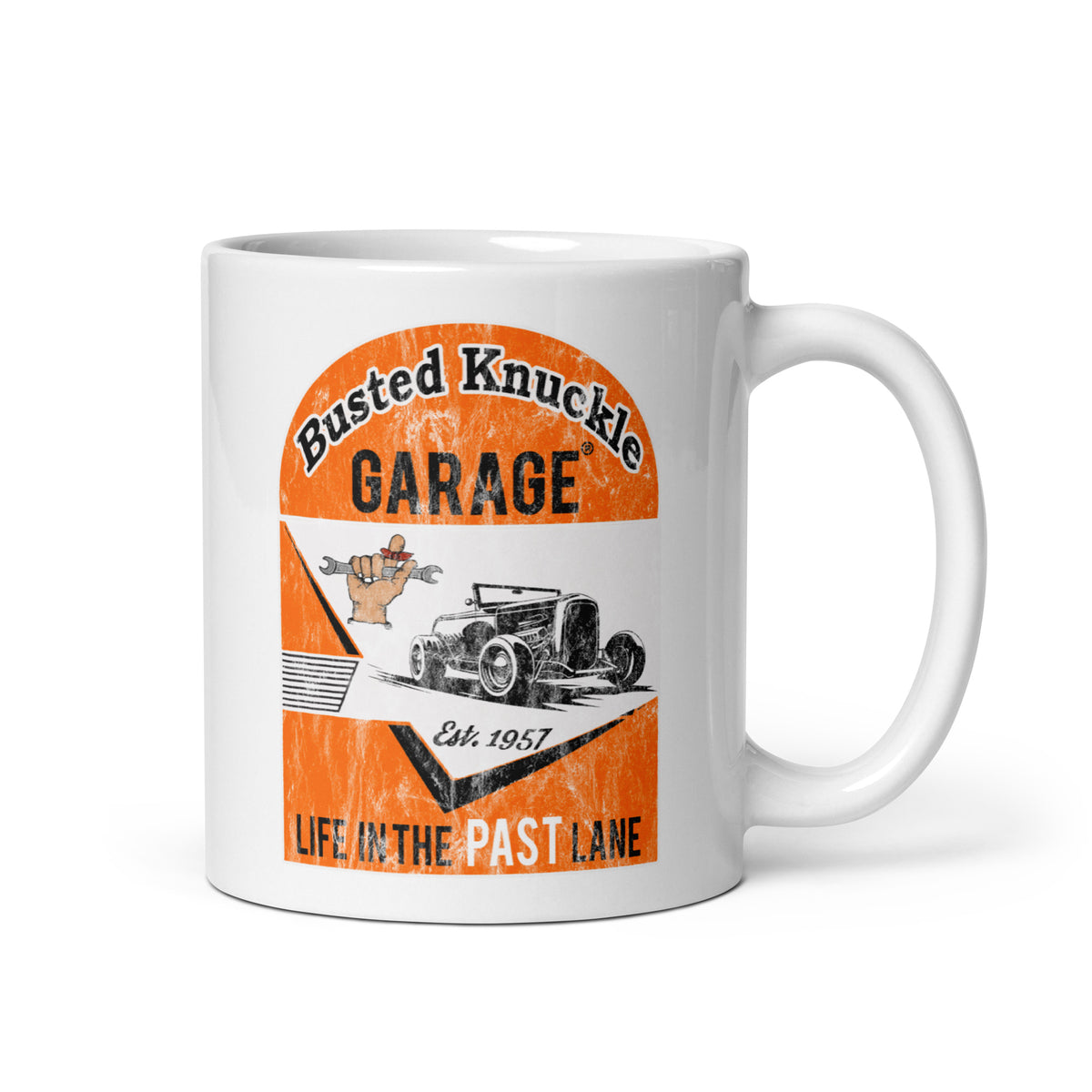 Busted Knuckle Garage Carguy Life-In-The-Past-Lane Coffee Mug Info