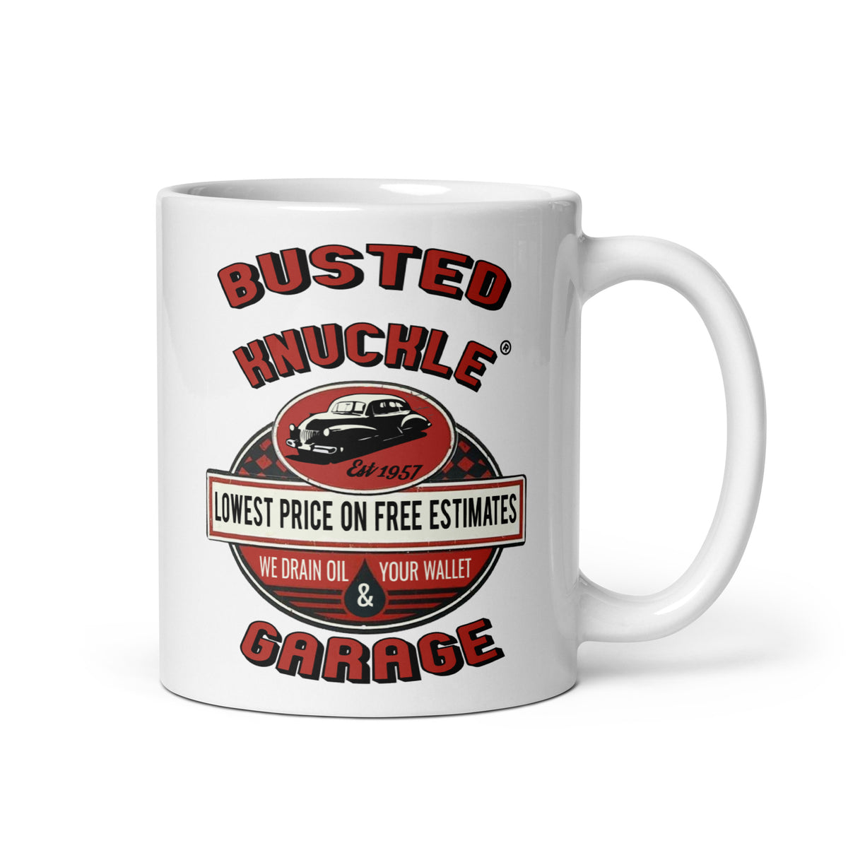 Busted Knuckle Garage Carguy Free Estimates Coffee Mug