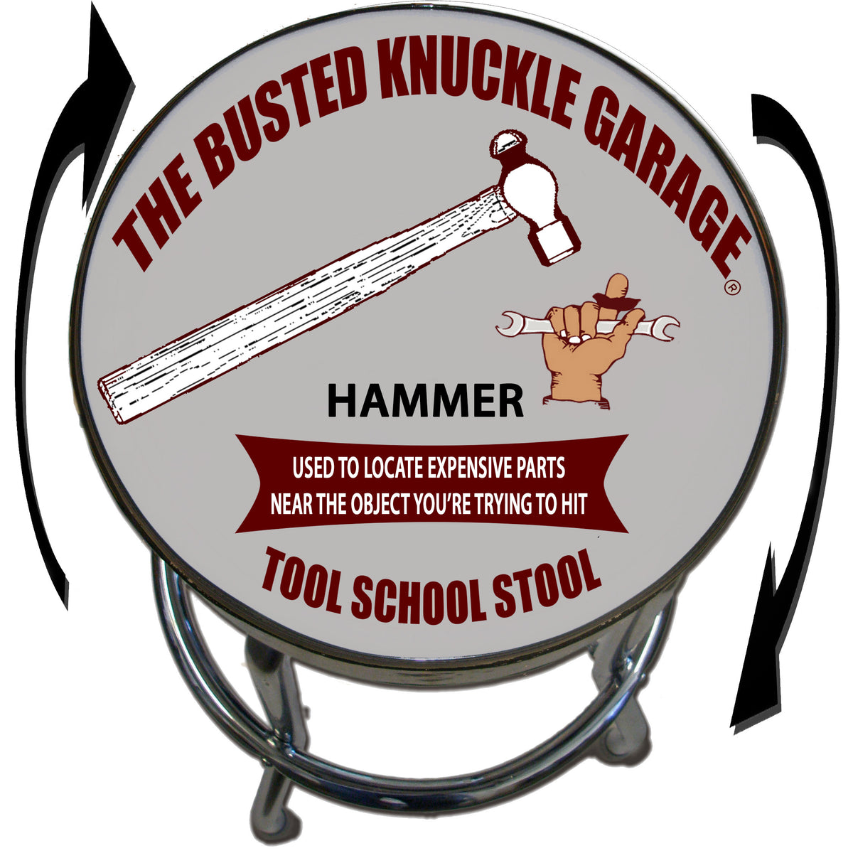 Busted Knuckle Garage Mechanic&#39;s Hammer Shop Stool