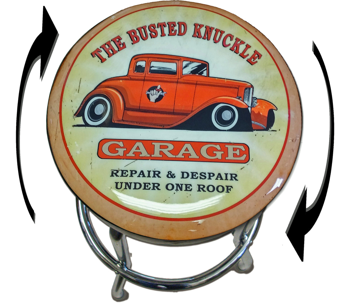 Busted Knuckle Garage Hotrod Coupe Shop Bar Stool