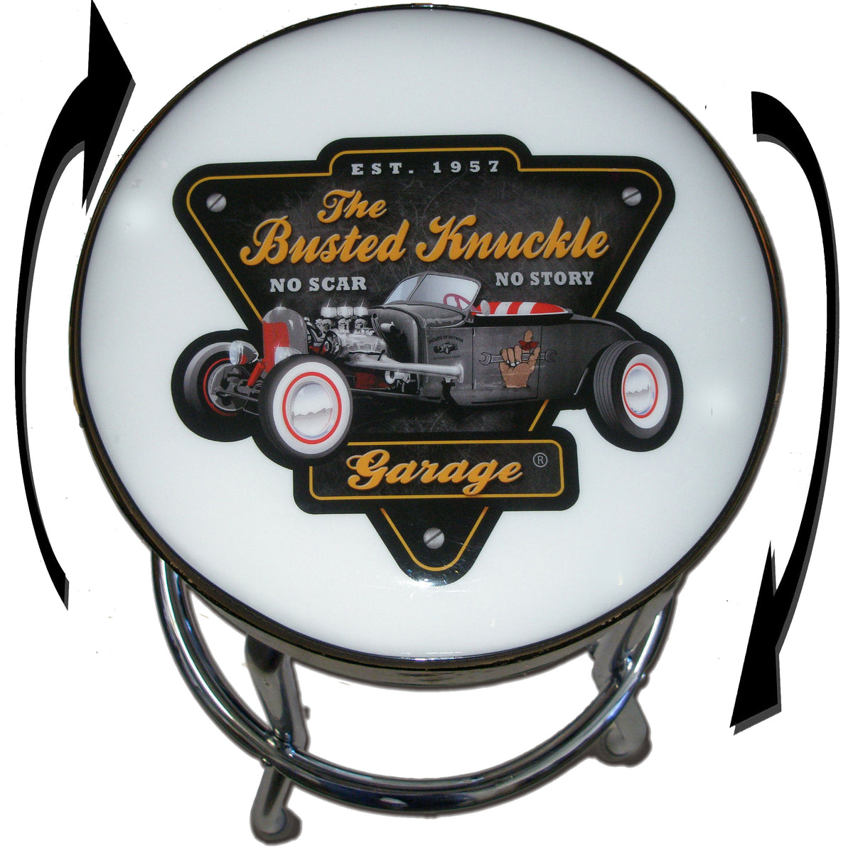 Busted Knuckle Garage Roadster Shop Stool - White