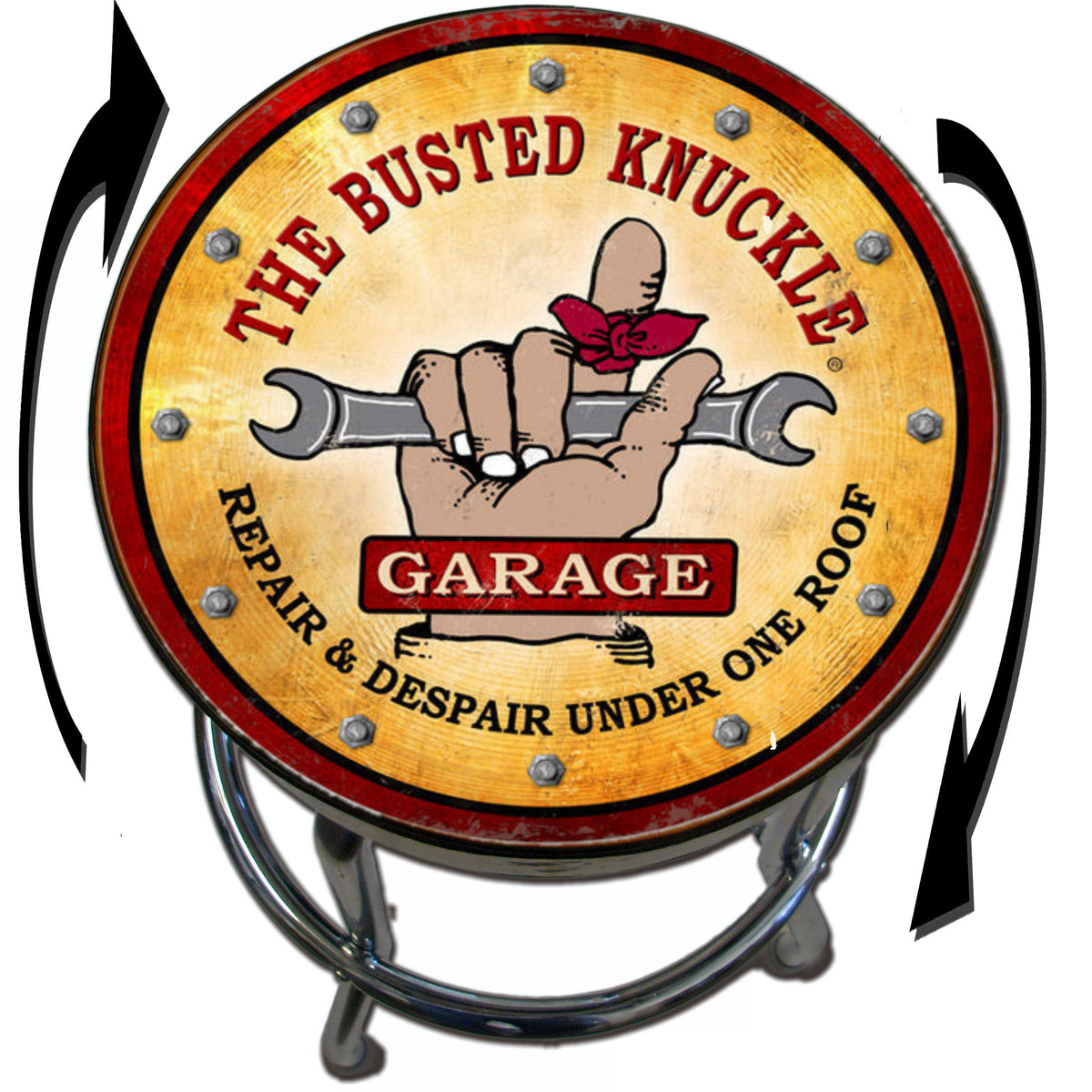 Busted Knuckle Garage Vintage Look Shop Stool