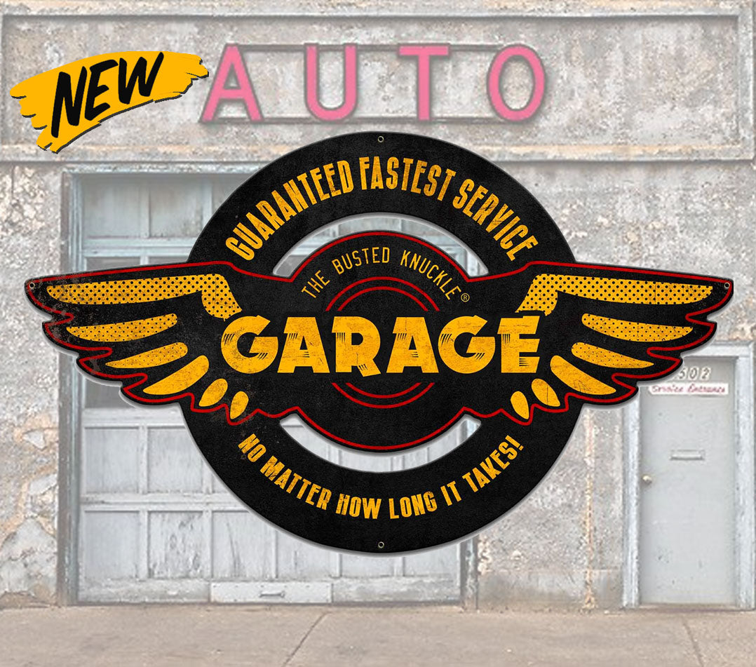Busted Knuckle Garage Fast Service Shop Sign