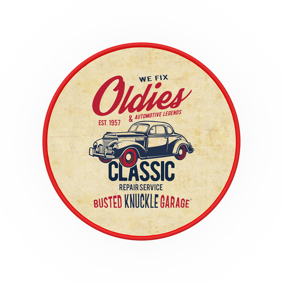 Busted Knuckle Garage Classic Car Repair Barstool