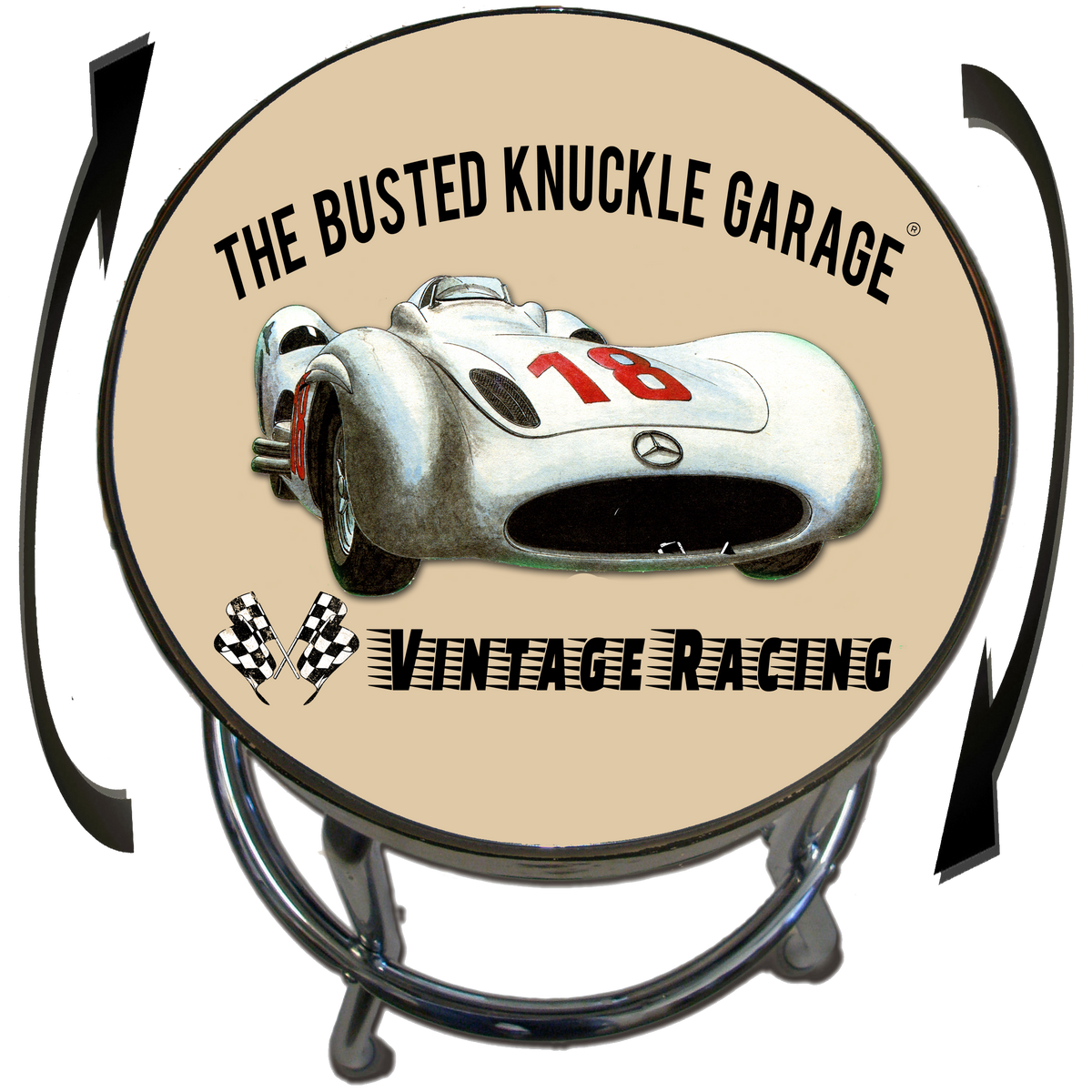 Busted Knuckle Garage Vintage Car Racing Shop Stool Style 3
