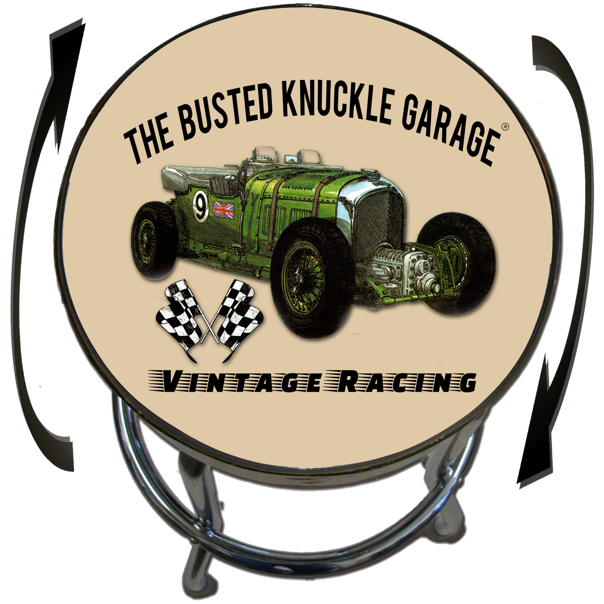 Busted Knuckle Garage Vintage Car Racing Shop Stool Style 4