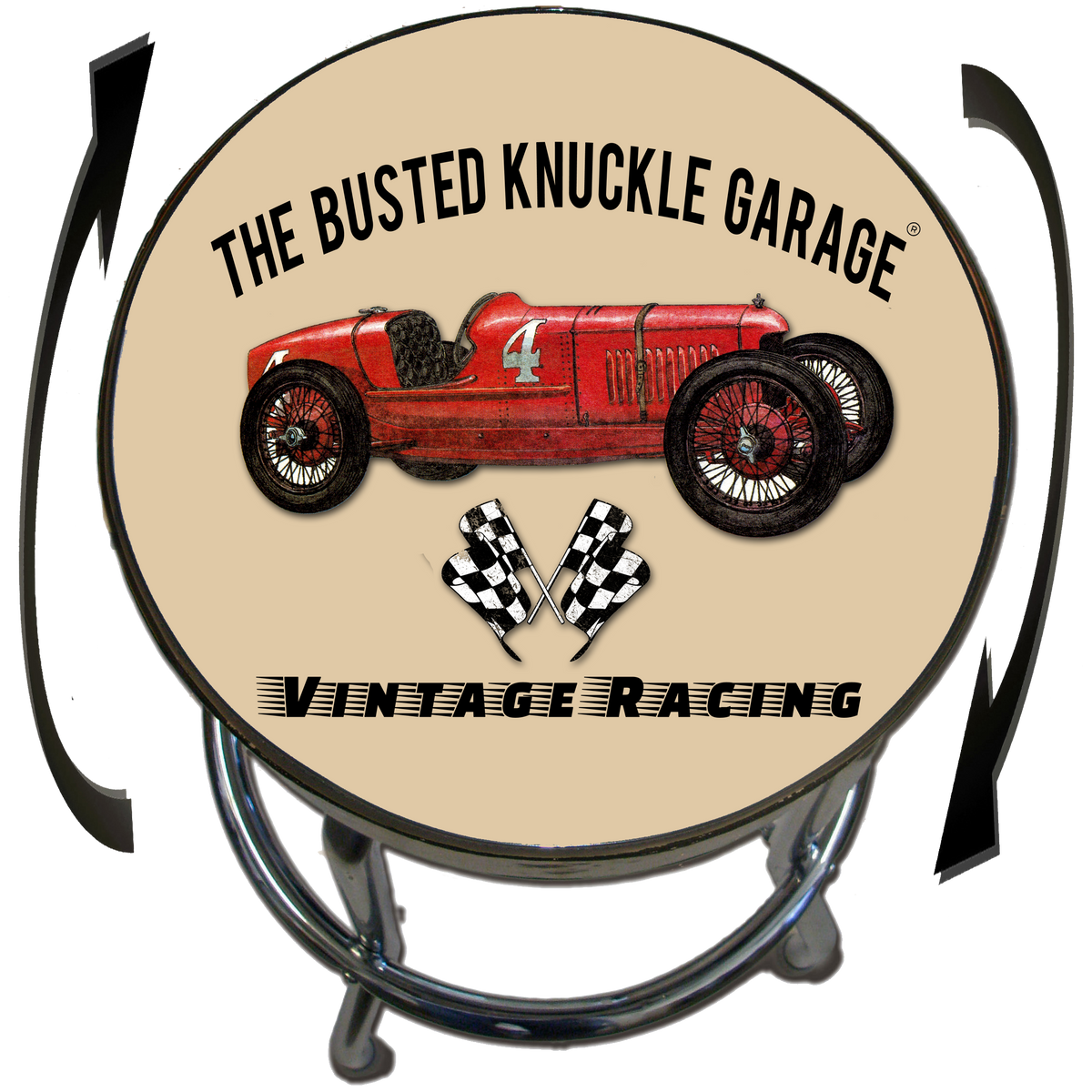 Busted Knuckle Garage Vintage Car Racing Shop Stool Style 5