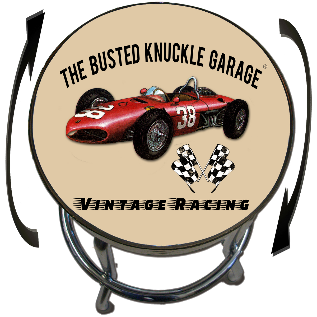 Busted Knuckle Garage Vintage Car Racing Shop Stool Style 6