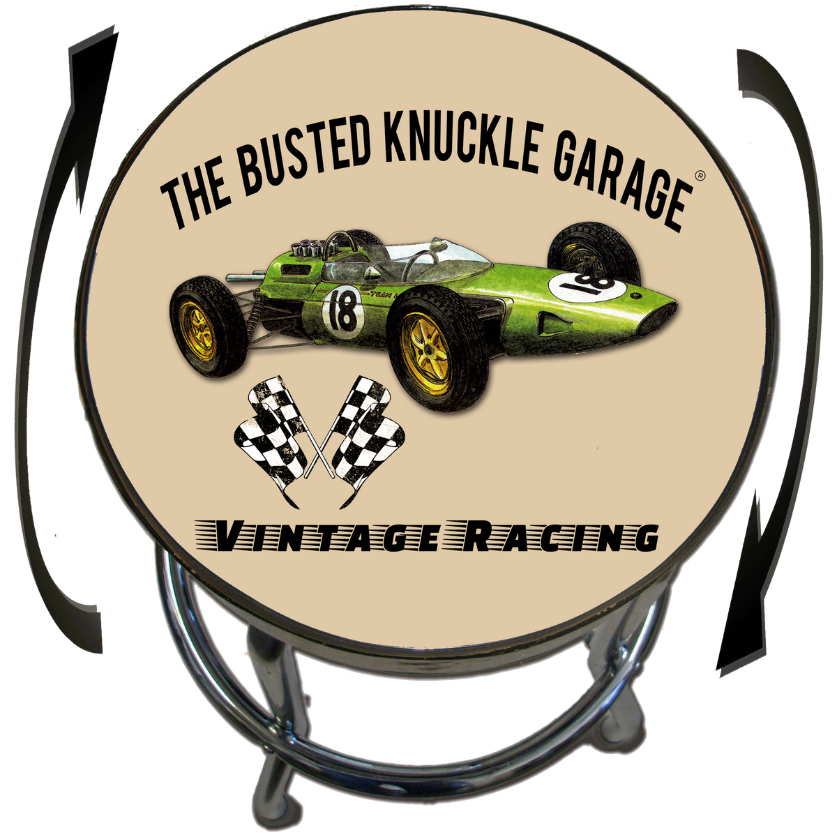 Busted Knuckle Garage Vintage Car Racing Shop Stool Style 7
