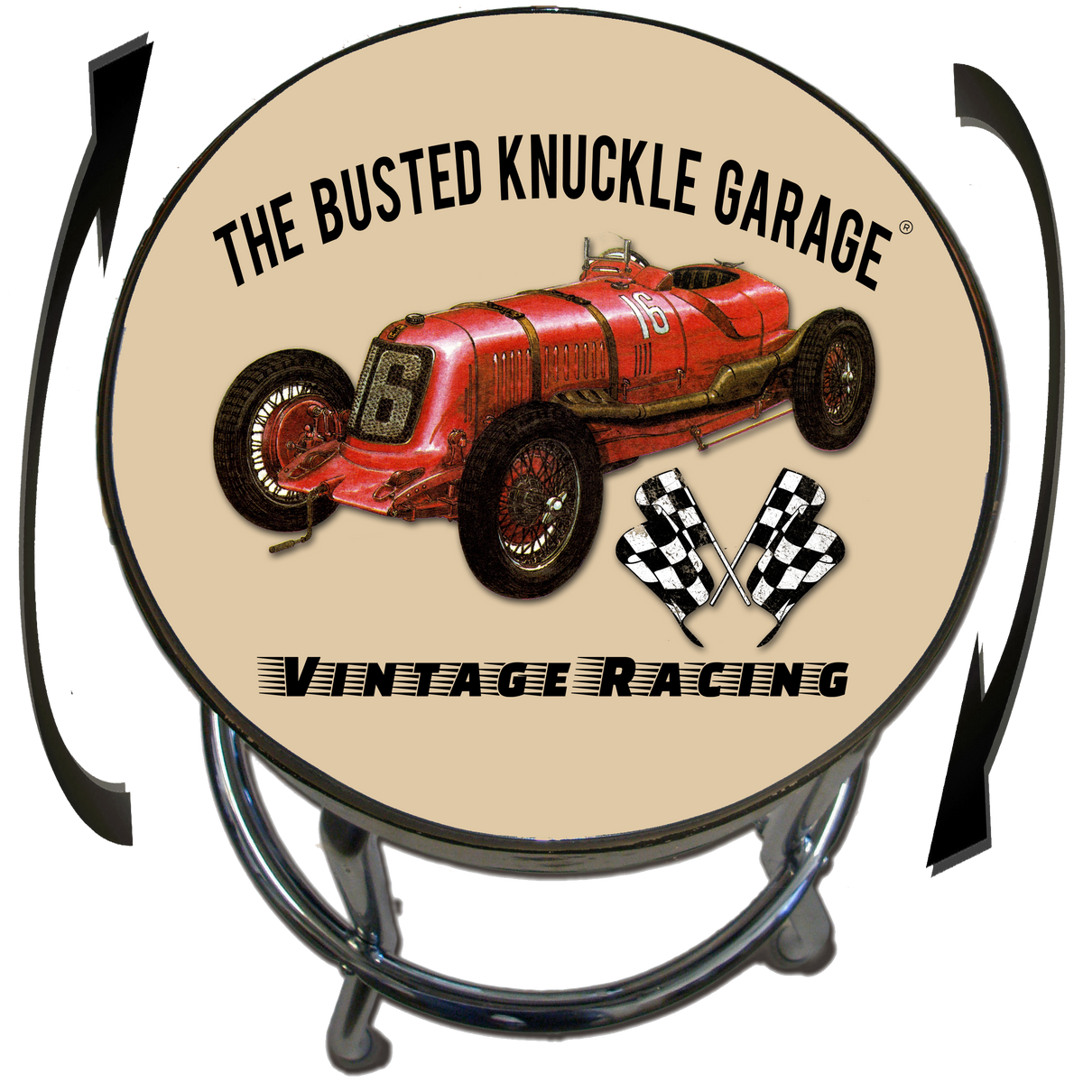 Busted Knuckle Garage Vintage Car Racing Shop Stool Style 8