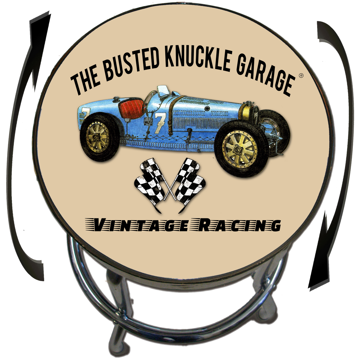 Busted Knuckle Garage Vintage Car Racing Shop Stool Style 9