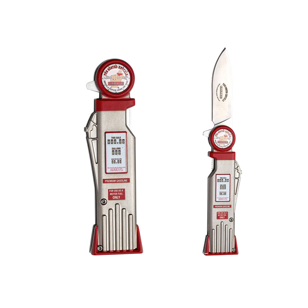 Great Car Guy Gift!  Vintage Gas Pump Folding Knife. Free standing and comes with an attractive gift box.