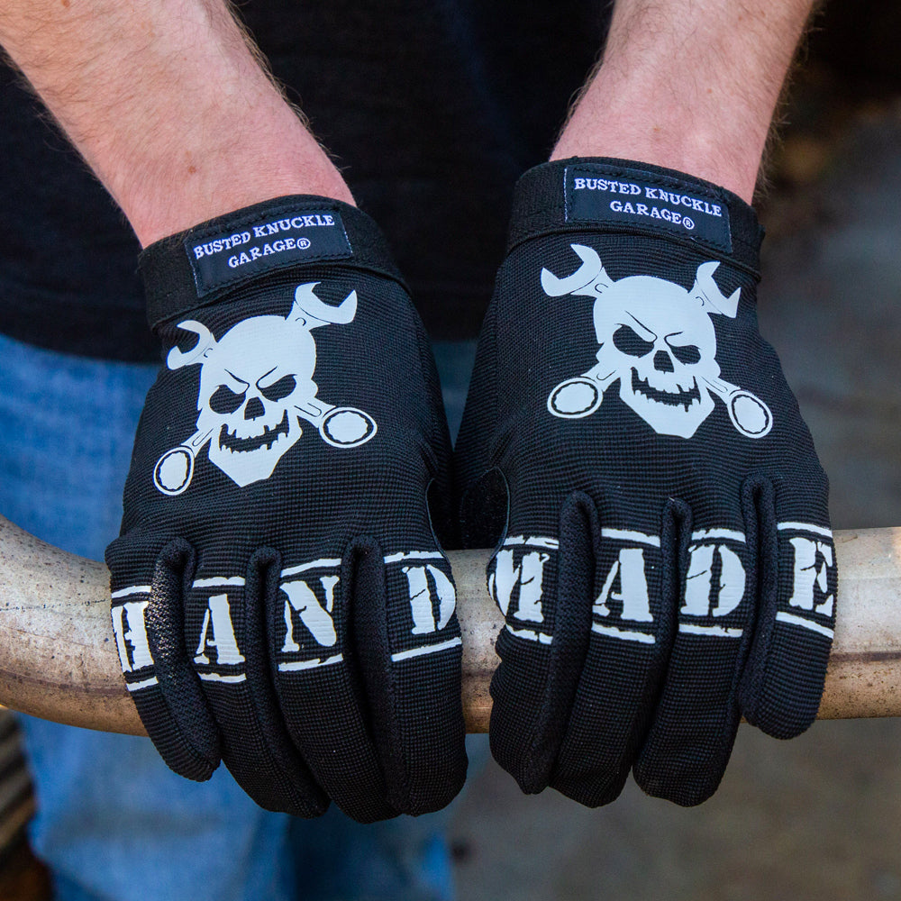 Skull Style All Purpose Car Guy Gloves / Busted Knuckle Garage