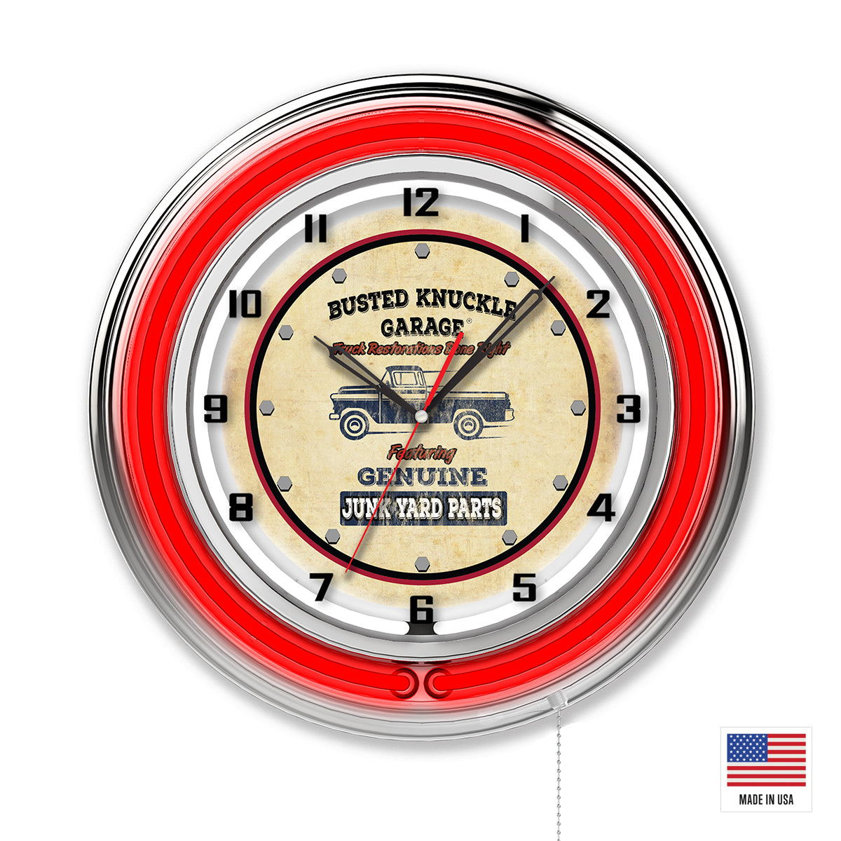 Neon Shop Clock / Busted Knuckle Garage