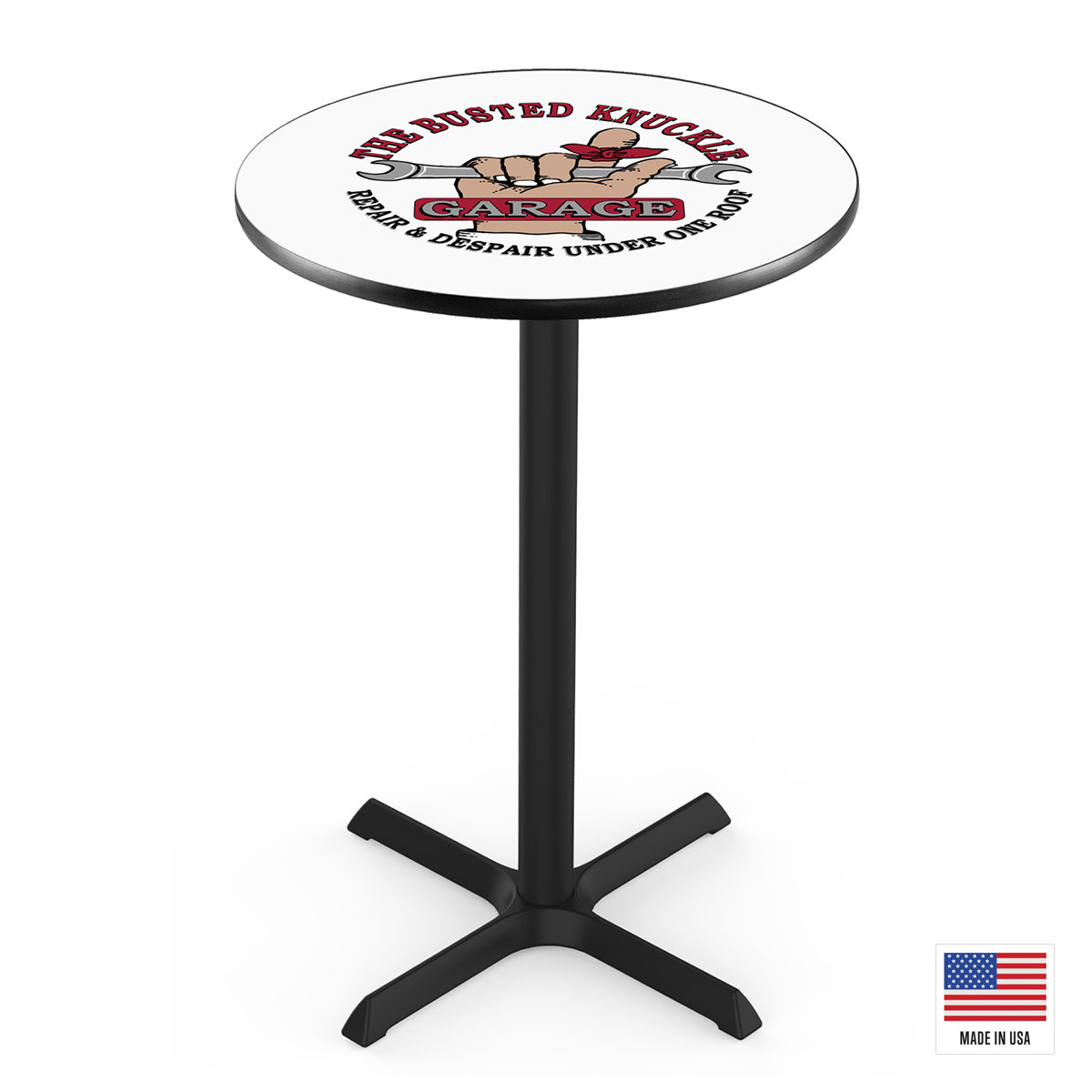 The Busted Knuckle Garage Pub Table - White Top