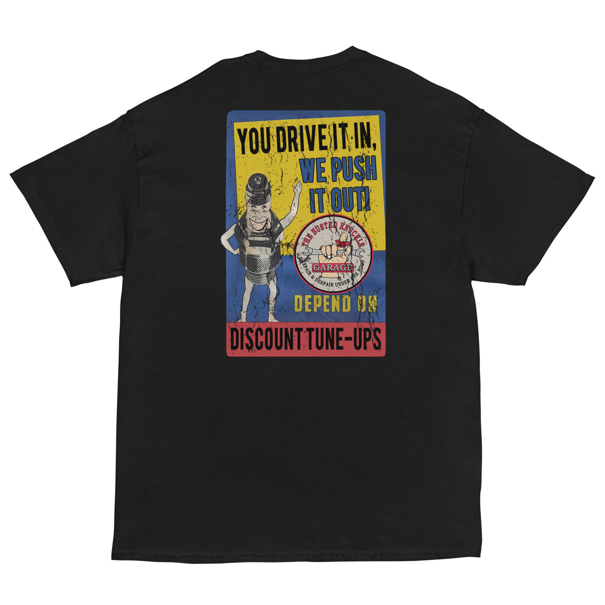 Busted Knuckle Garage Two-Sided Discount Tune-Up Carguy T-Shirt
