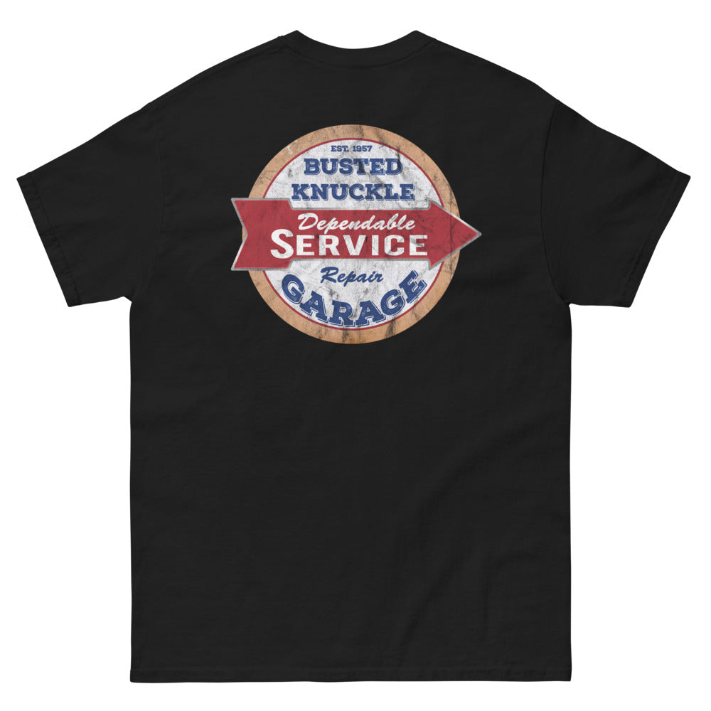 Busted Knuckle Garage Service &amp; Repair Two-Sided Carguy T-Shirt