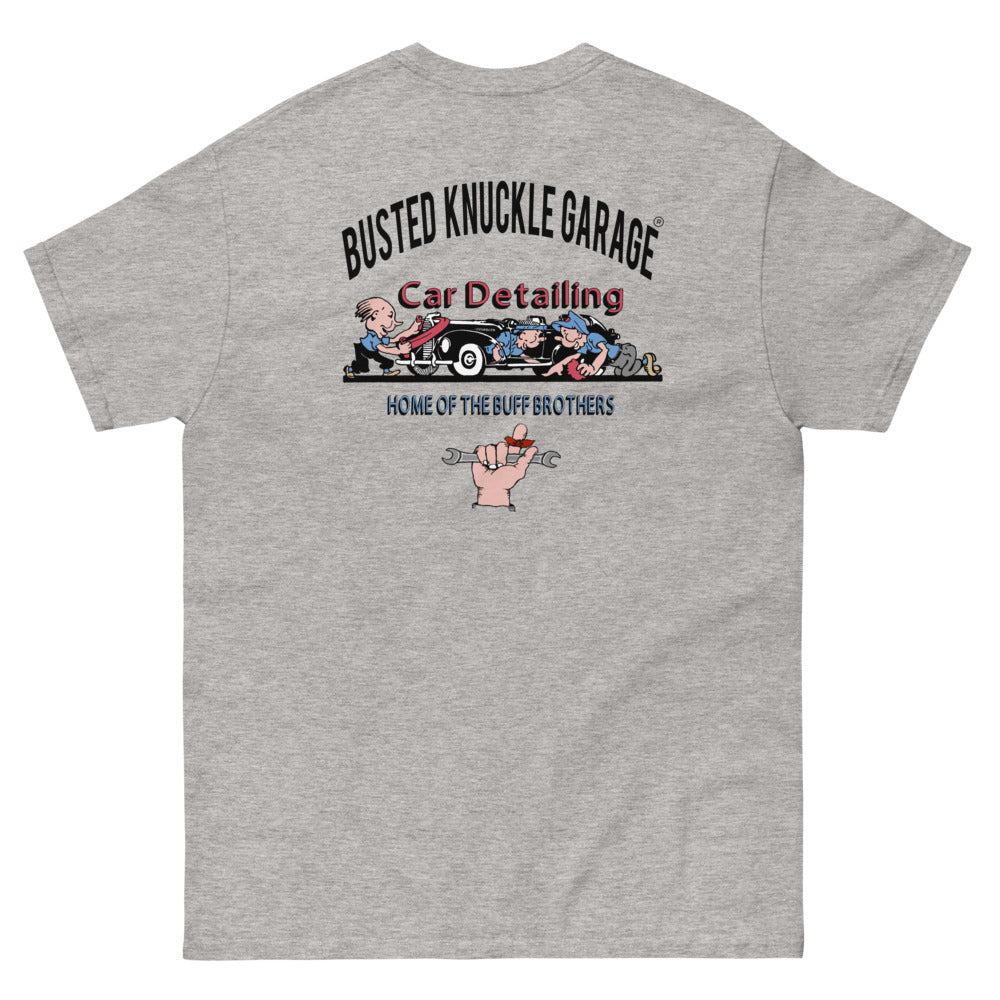 Busted Knuckle Garage Auto Detail Shop Two-Sided Carguy T-Shirt