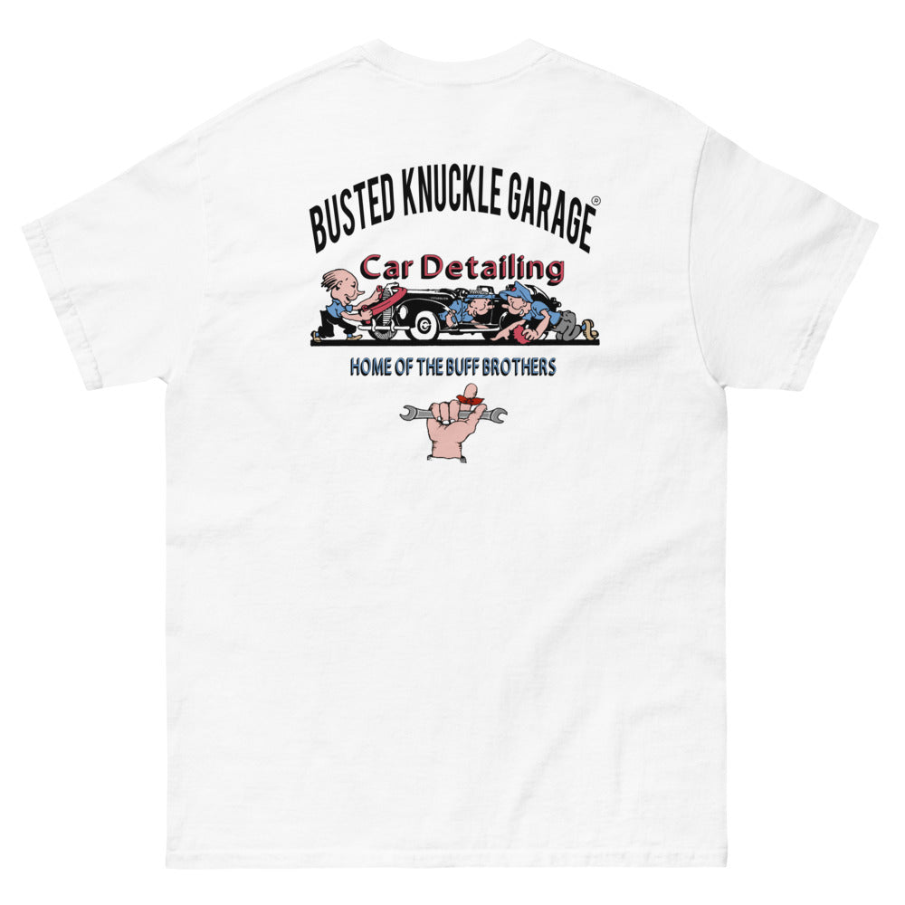 Busted Knuckle Garage Auto Detail Shop Two-Sided Carguy T-Shirt