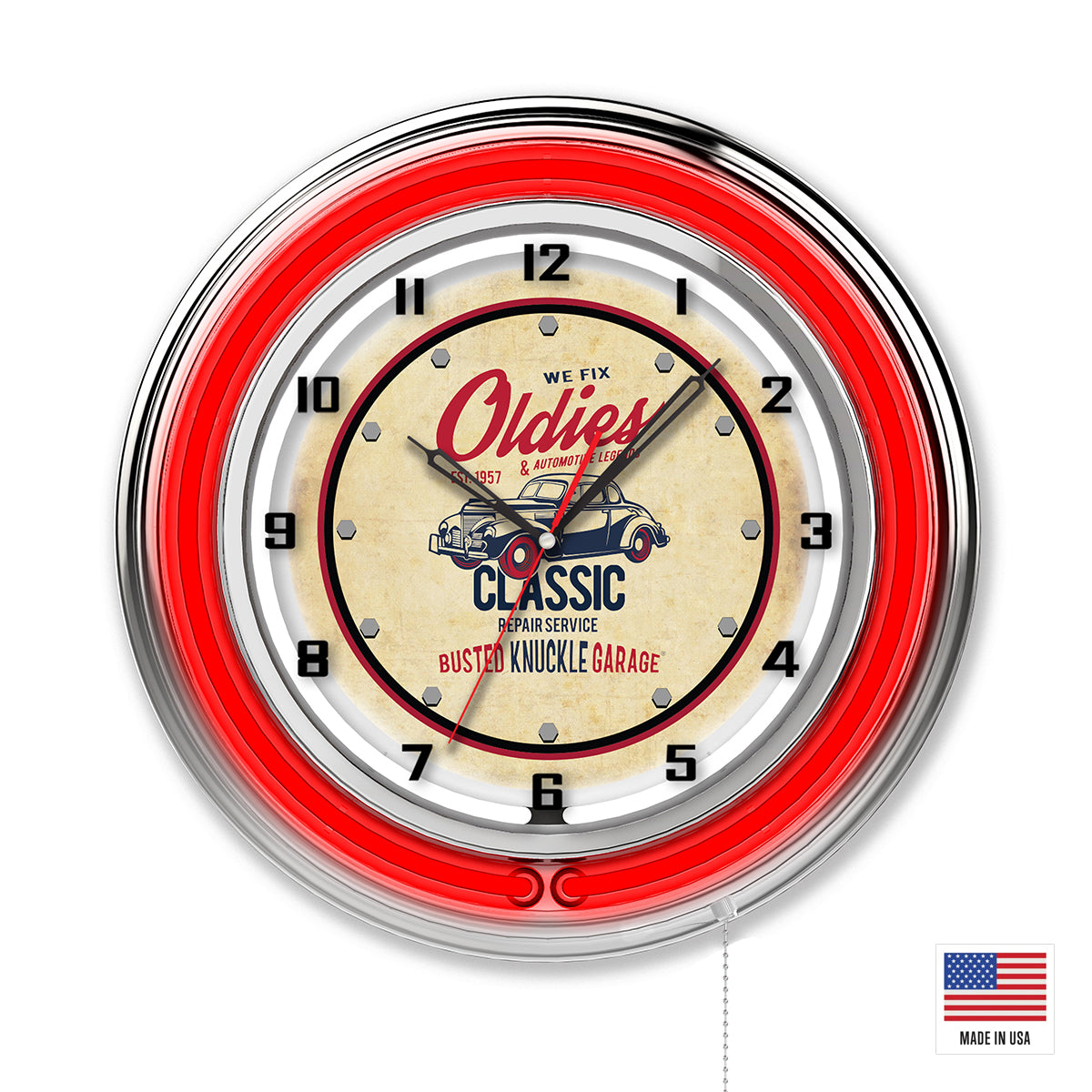 Neon Shop Clock / Busted Knuckle Garage