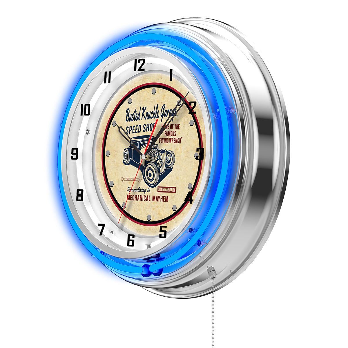 Neon Hotrod Shop Clock / Busted Knuckle Garage