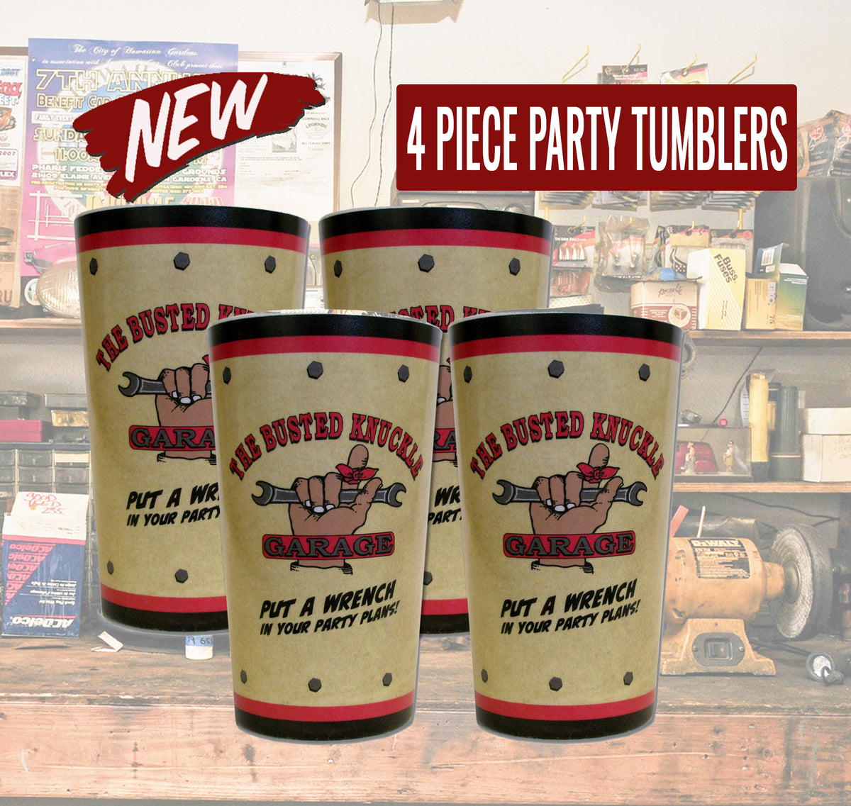 Busted Knuckle Garage 4 Piece Party  Tumbler Set